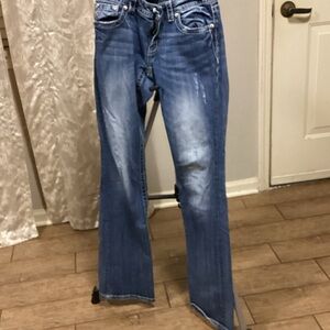 Miss Me Flare Jeans in Distressed Blue